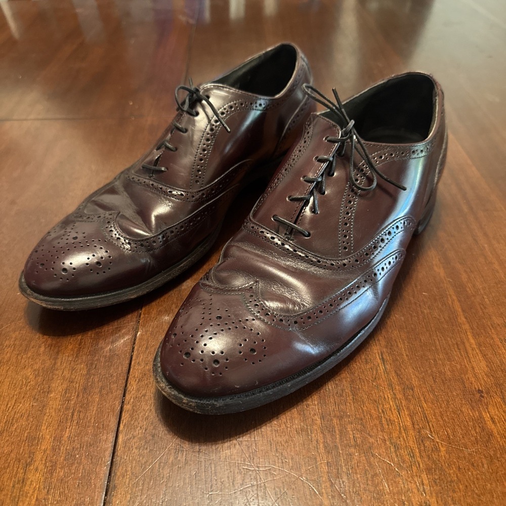Vintage Stafford Comfort Plus Men's‎ Burgundy Leather Wingtip Shoes 12D USA